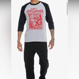 House of 1000 Corpses Horror Masterpiece Raglan T Shirt Gray Rob Zombie NWOT S